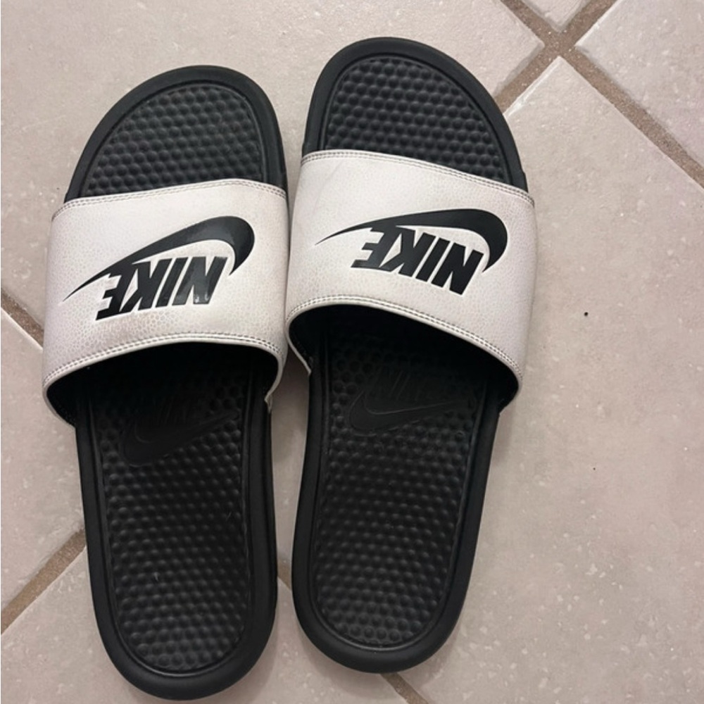 Nike Black and White Slide Sandals